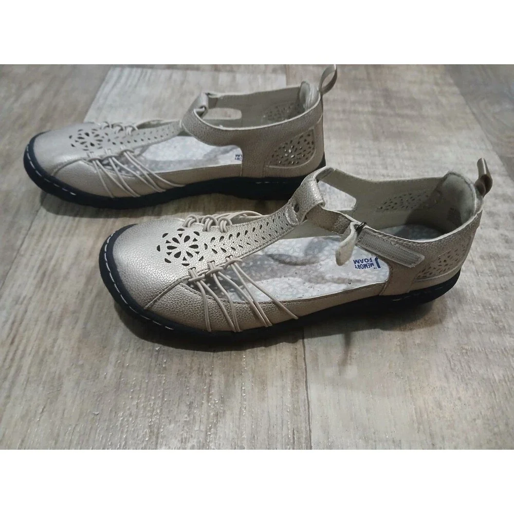 JBU by Jambu Women’s Gray Sahara Mary Jane Slip On Perforated Shoes - Size 8 M
